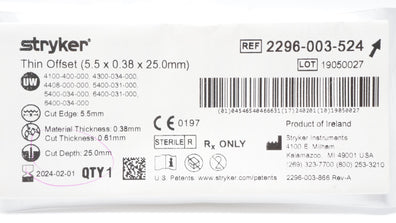 Stryker 2296-003-524 Micro Blade Straight Coarse Offset 5.5mm x 25.0mm 0.38mm(x)